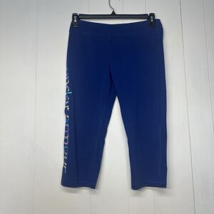 Under Armour Girls Youth XL Blue Athletic Capri Leggings Logo Performance